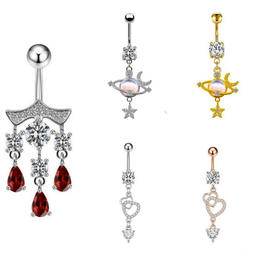 Fan Shape CZ Belly Ring ??Hypoallergenic Style_CWMM9198