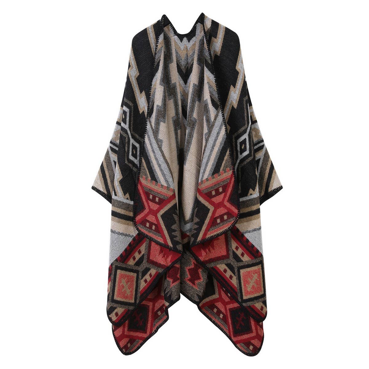 ETHNIC STYLE SHAWL WITH WARM CASHMERE SLIT CAPE_CWASC2244