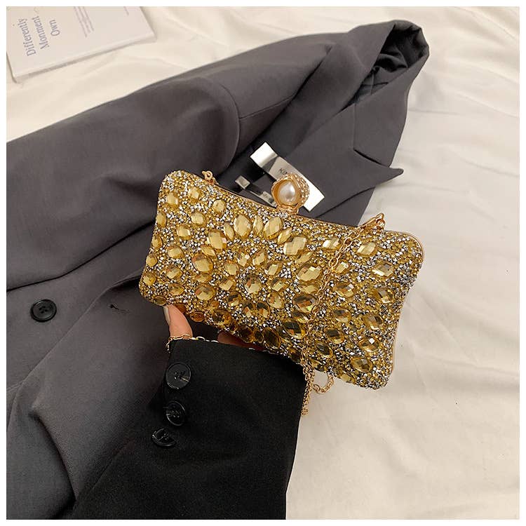 Fashionable colored diamond crossbody chain bag