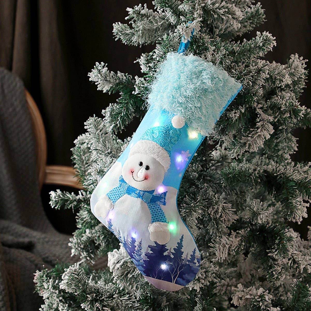 NEW CREATIVE BLUE CHRISTMAS STOCKINGS WITH LIGHTS