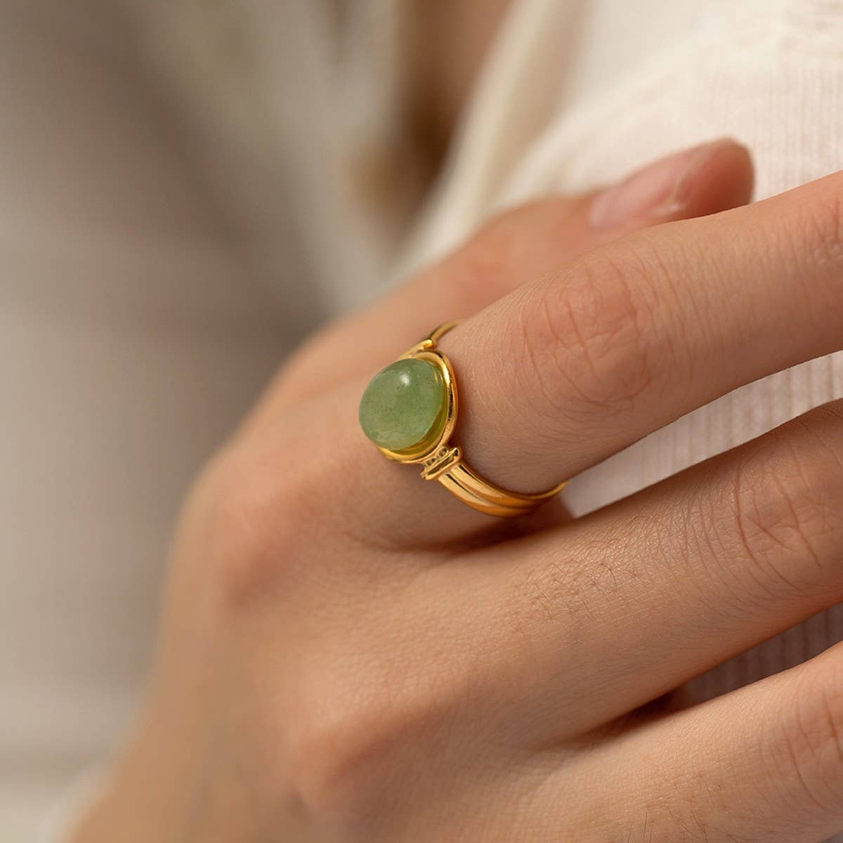 INLAID NATURALSTONE STAINLESS STEEL OPEN RINGS