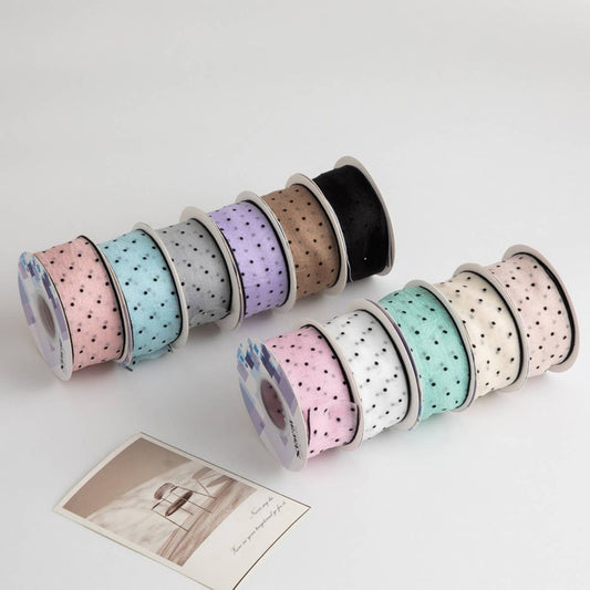POLKA DOT FLOCKING RIBBON HANDMADE DIY BOW RIBBON_CWMM5781