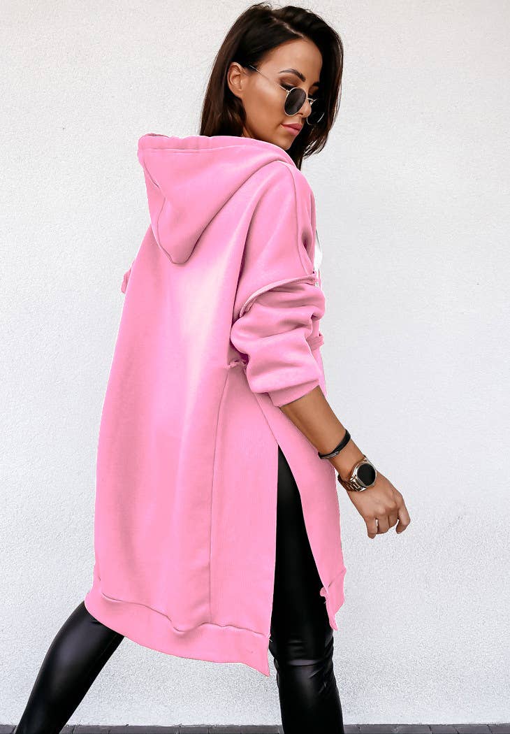 Hooded hoodie patchwork long sleeve top