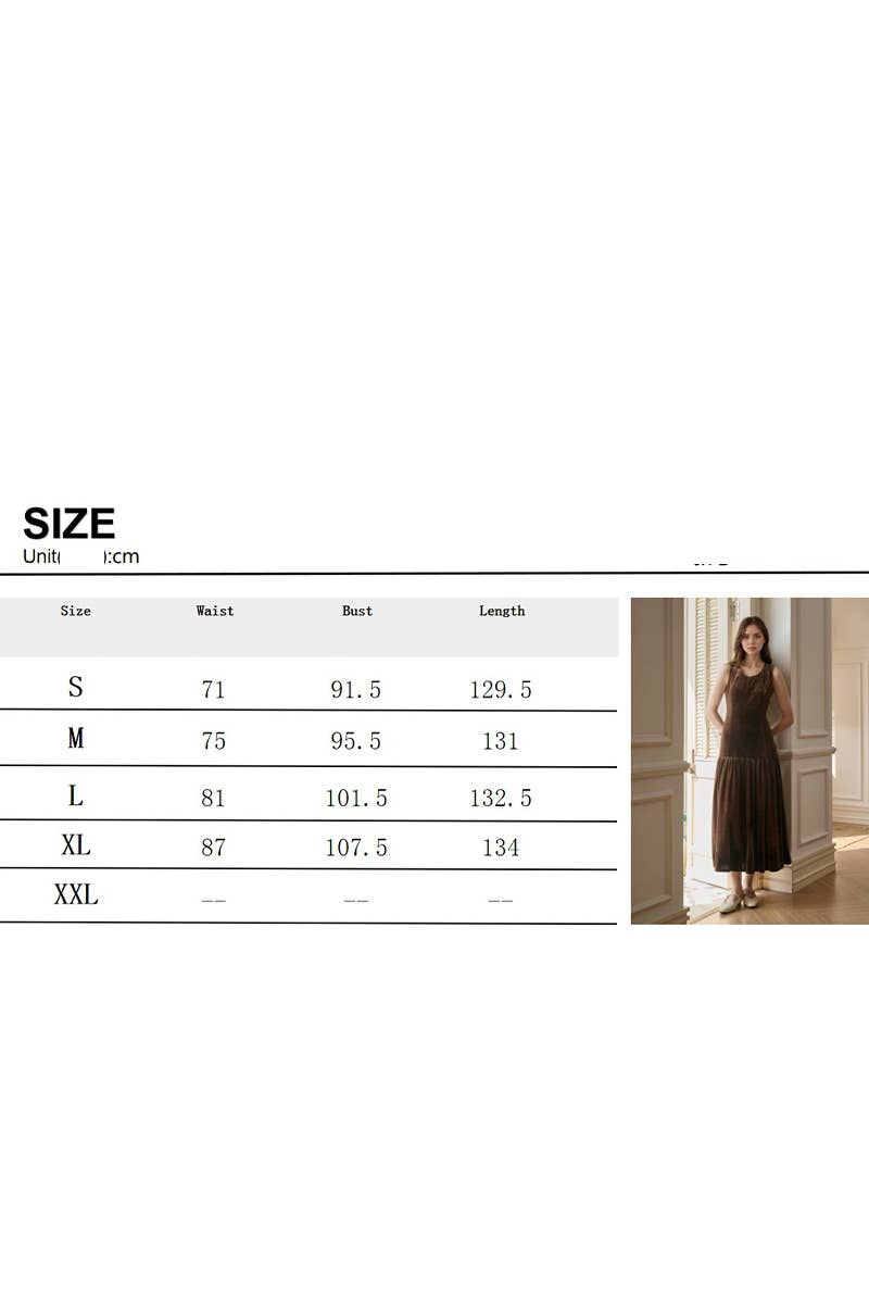 CWDMD6322_AUTUMN SOLID COLOR PLEATED SKIRT SLEEVELESS DRESS