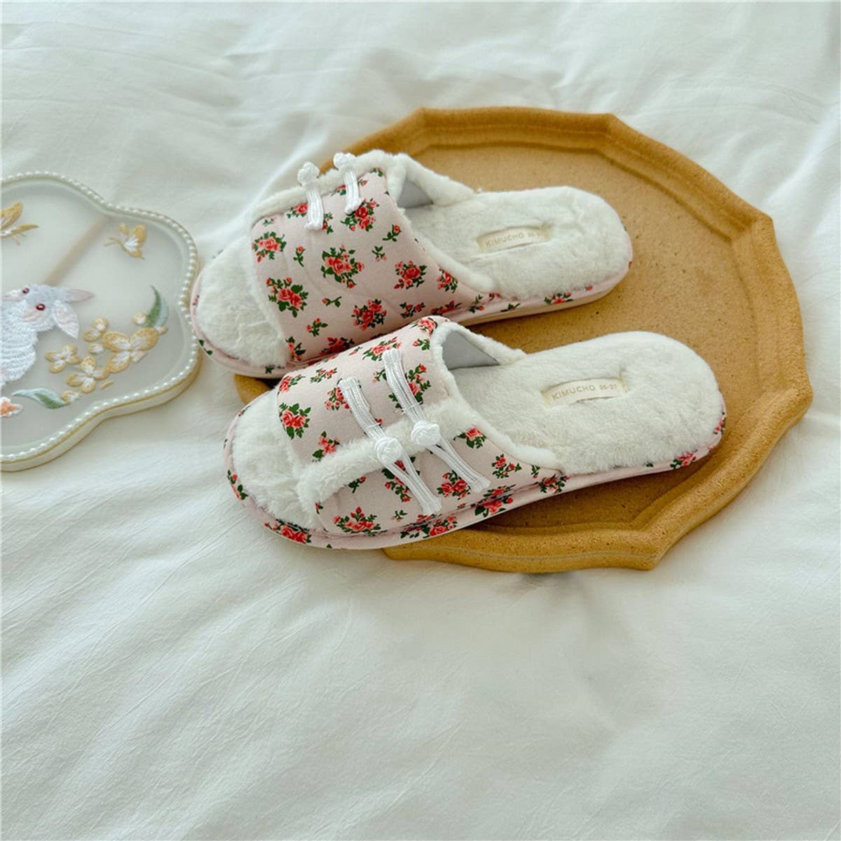CHEONGSAM BUTTONED PLUSH OPEN-TOE HOME SLIPPERS_CWMM2987