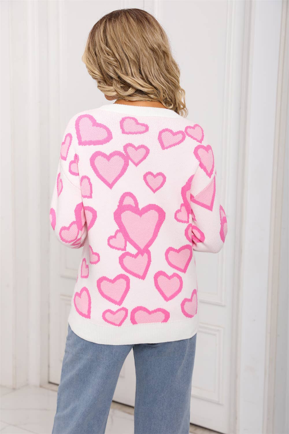 Fashion assorted jacquard love heart sweater