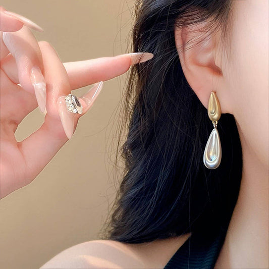 TWO-COLOR WATER DROP TRENDY LIGHT LUXURY EARRINGS