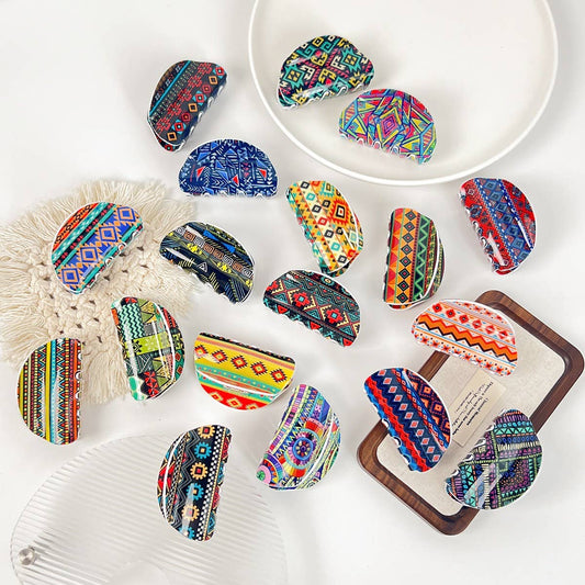 Bohemian Polka Dot Acrylic Hair Claw Unique Design_CWAHA2074