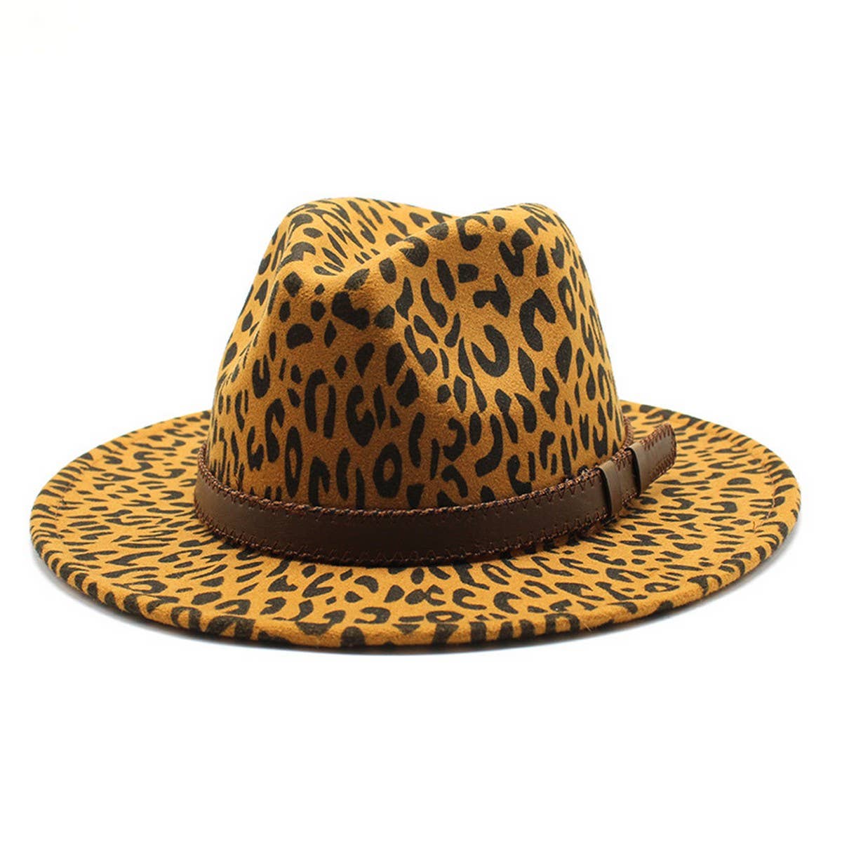 LEOPARD PRINT HAT JAZZ HAT WOOLEN HAT WIDE BRIM HAT_CWAH2579