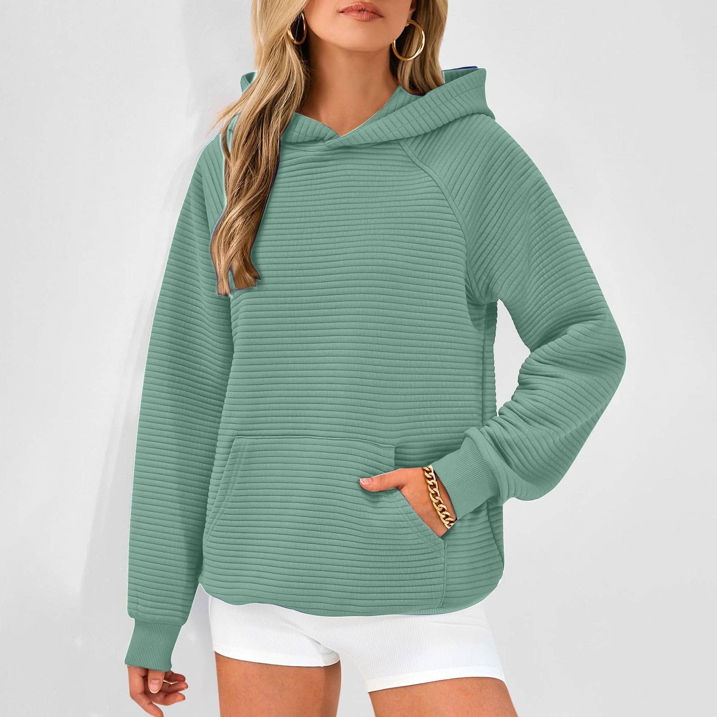 FASHION SPORTS LONG SLEEVE POCKET HOODED JUMPER