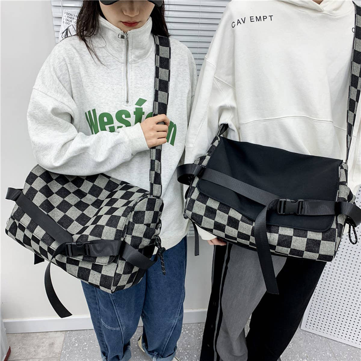 CASUAL PLAID SHOULDER CROSSBODY BAG_CWAB1606