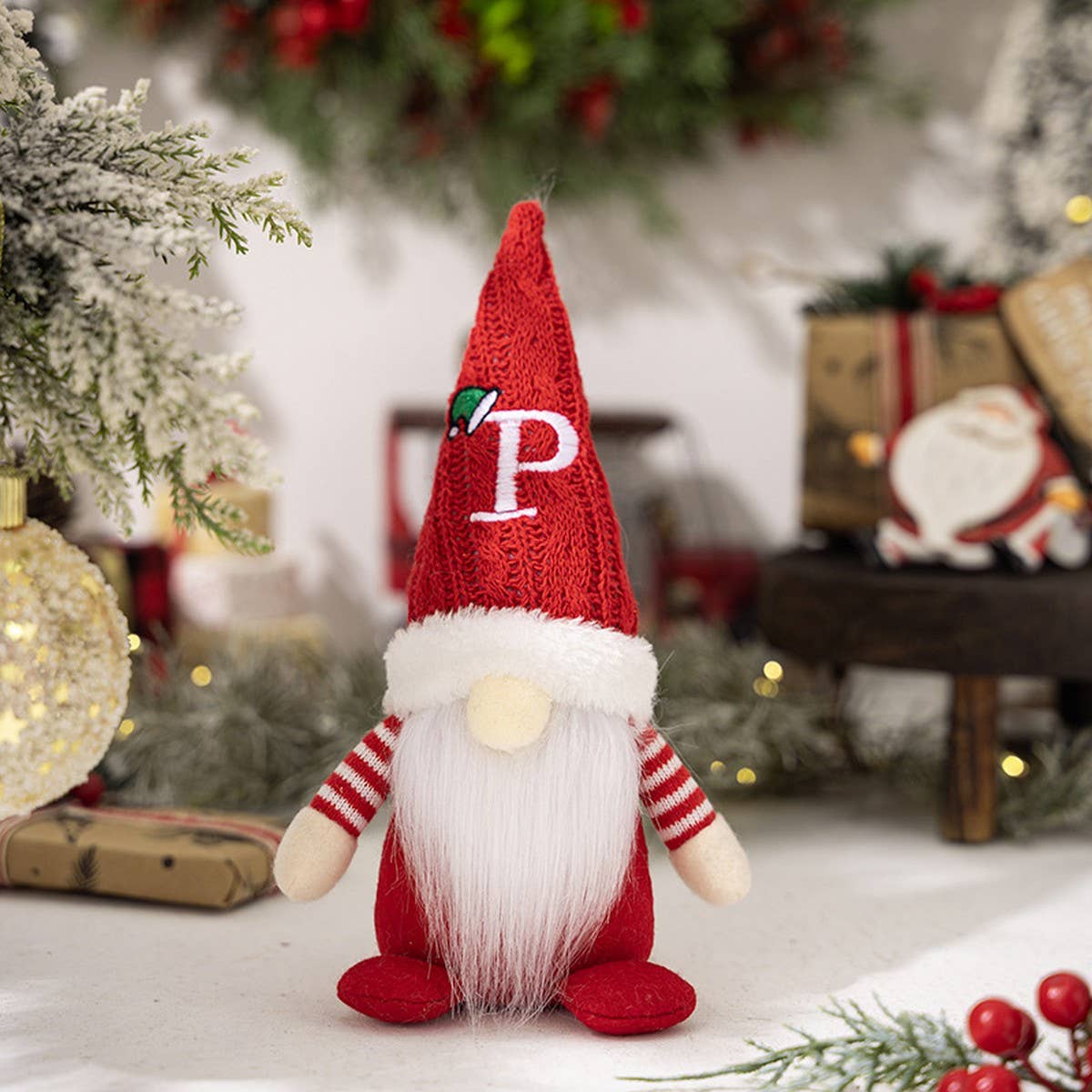 CWMM10338_CHRISTMAS KNITTED HAT GNOME RUDOLPH ORNAMENT