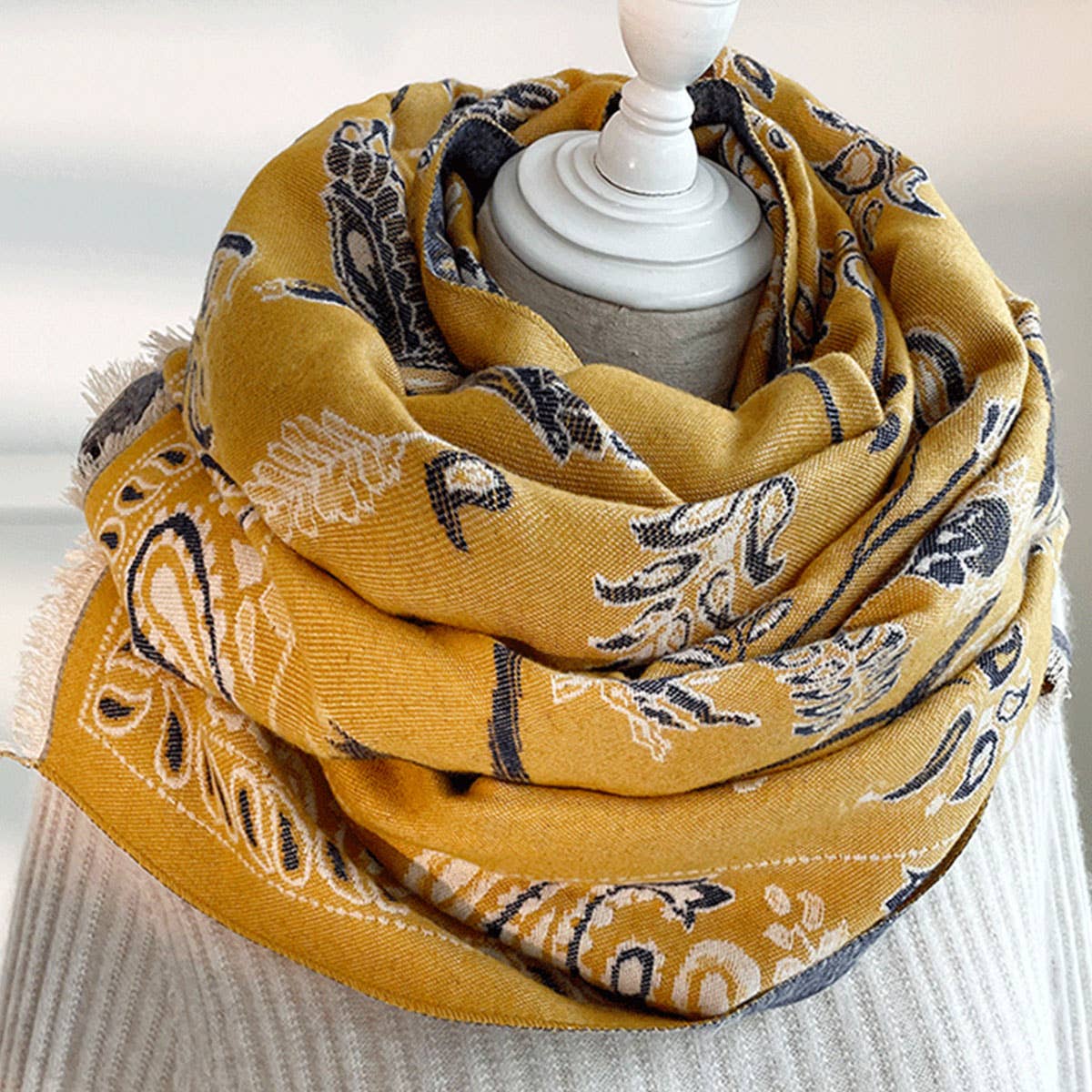 Printed Tassel Shawl Blanket Scarf for Office-Fall_CWASC0191