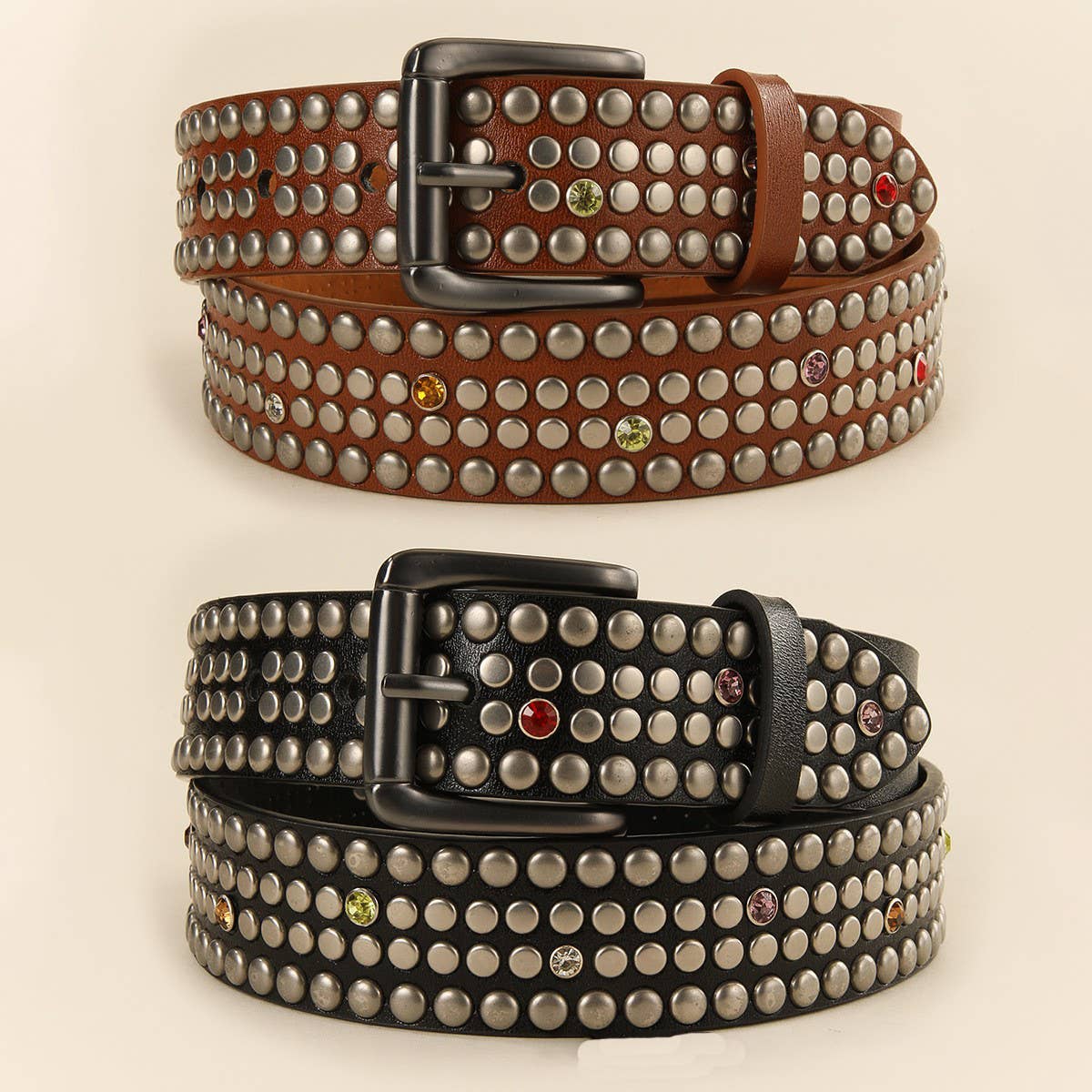 FASHIONABLE RIVET MUSHROOM STUD DIAMOND BELT