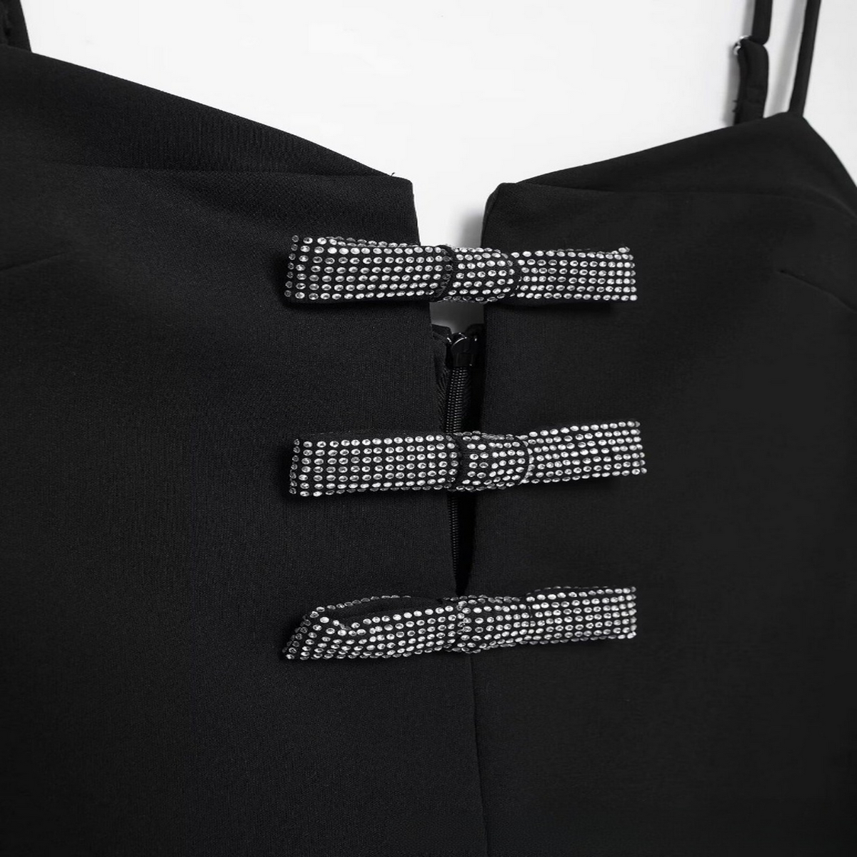 French Style Shiny Bow Mini Dress - Chic Look