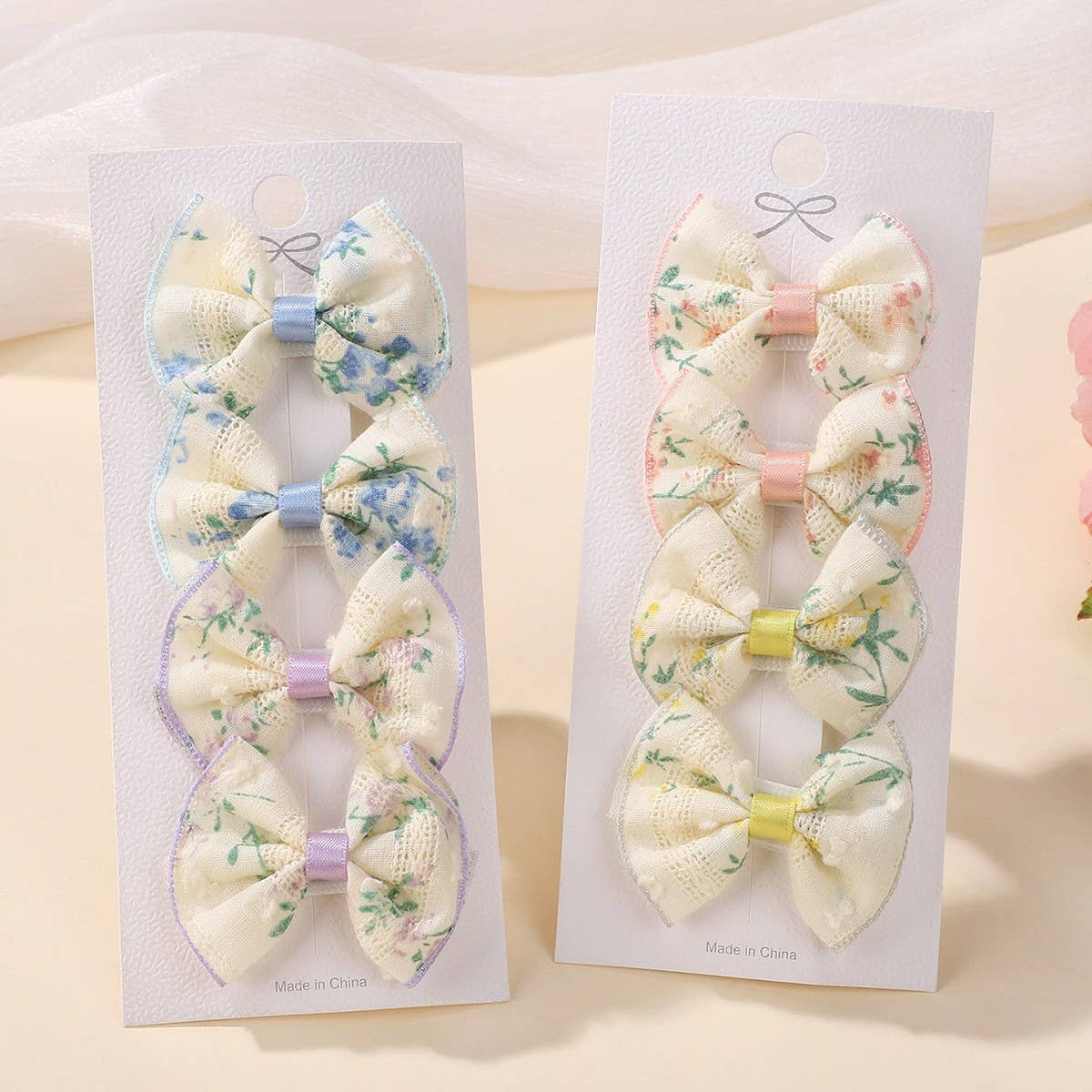 Kids Embroidered Bow Hair Clip Set ? Handmade