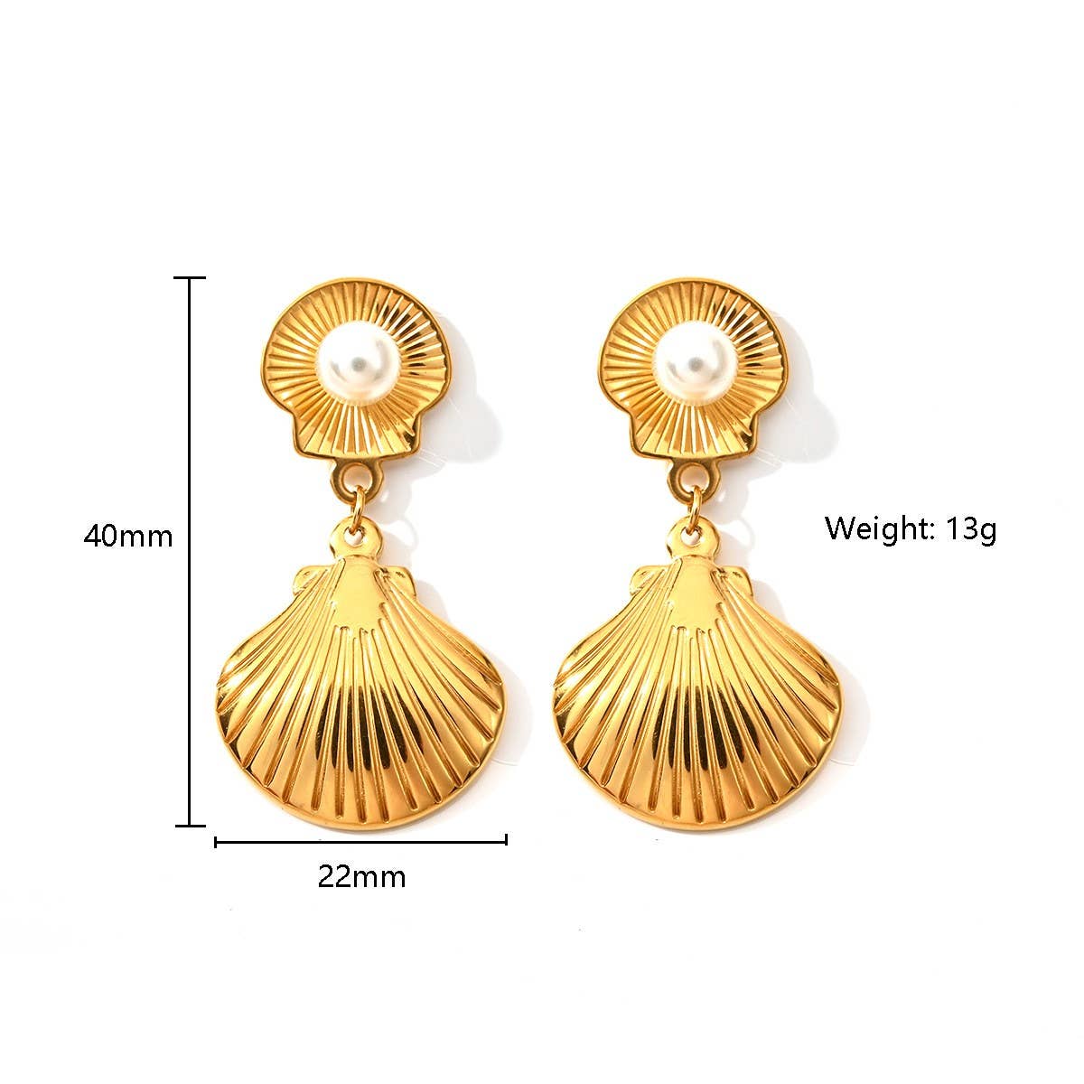 Stylish 18K Stainless Steel Conch Pearl Earrings_CWMM8904
