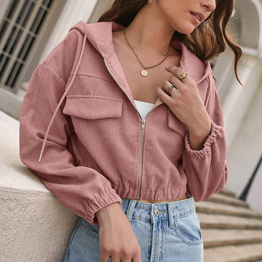 Hooded short jacket American jacket