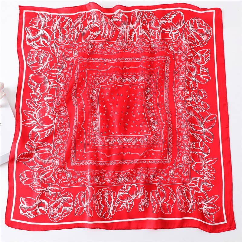 27in Paisley Lace Print Satin Square Scarf Women_CWASC1435