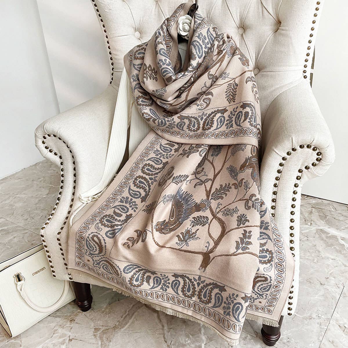 Printed Tassel Shawl Blanket Scarf for Office-Fall_CWASC0191