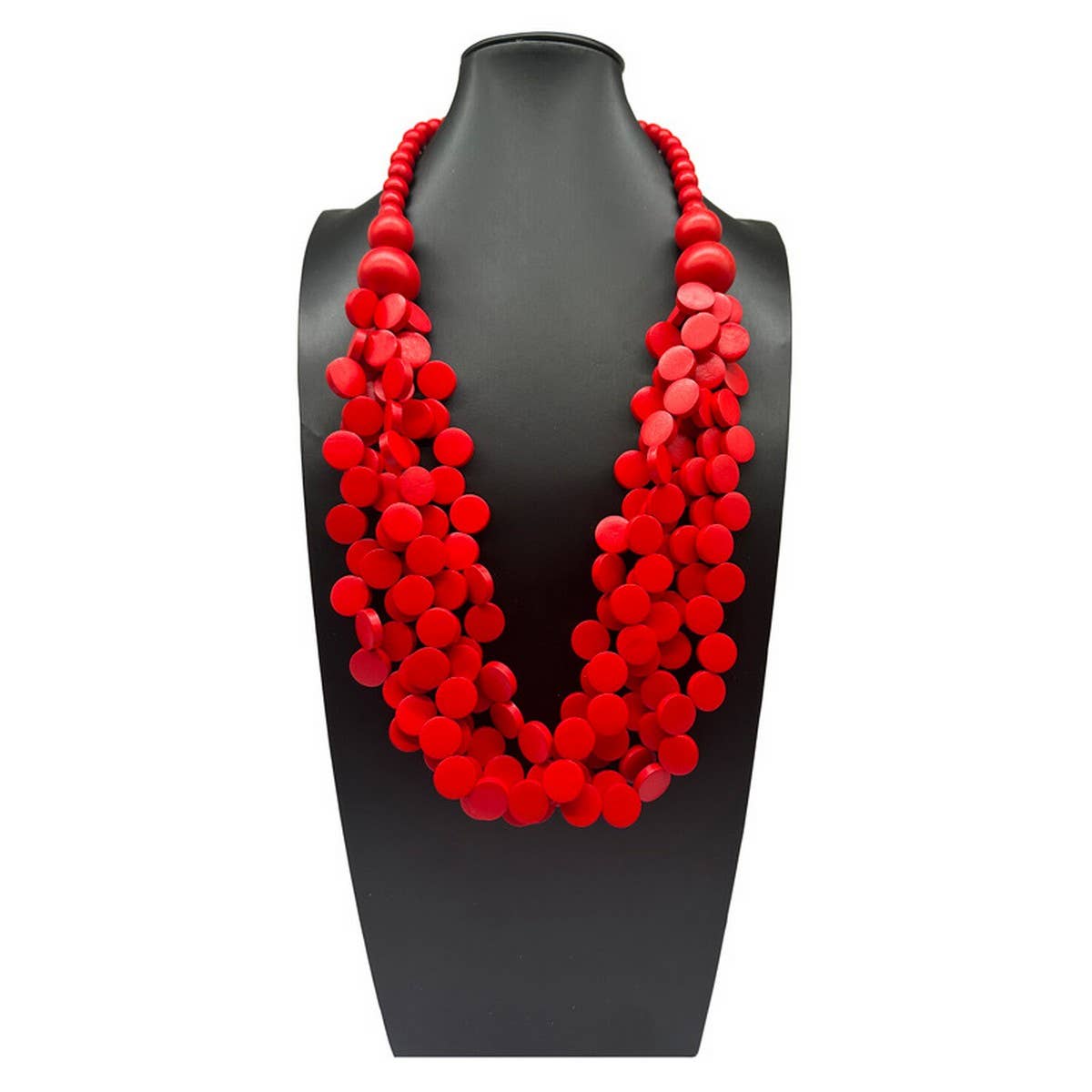 COLORFUL WOODEN BEADS MULTI-LAYERED BEADED NECKLACE