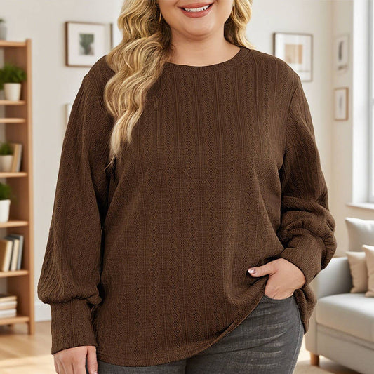 Round-neck fashionable solid-color knit sweater