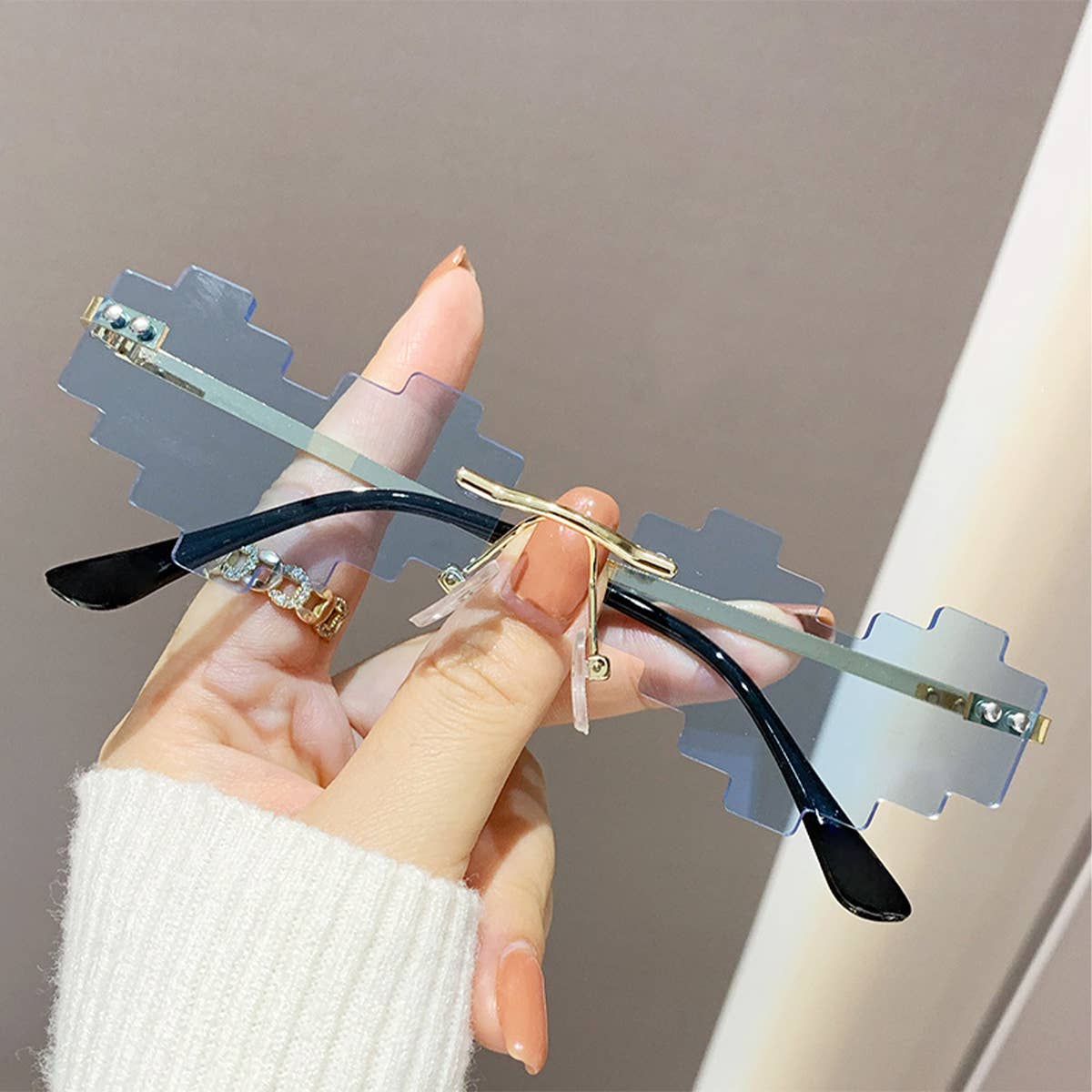 STYLISH HEART MOSAIC SUNGLASSES WITH COLORFUL_CWASG0345