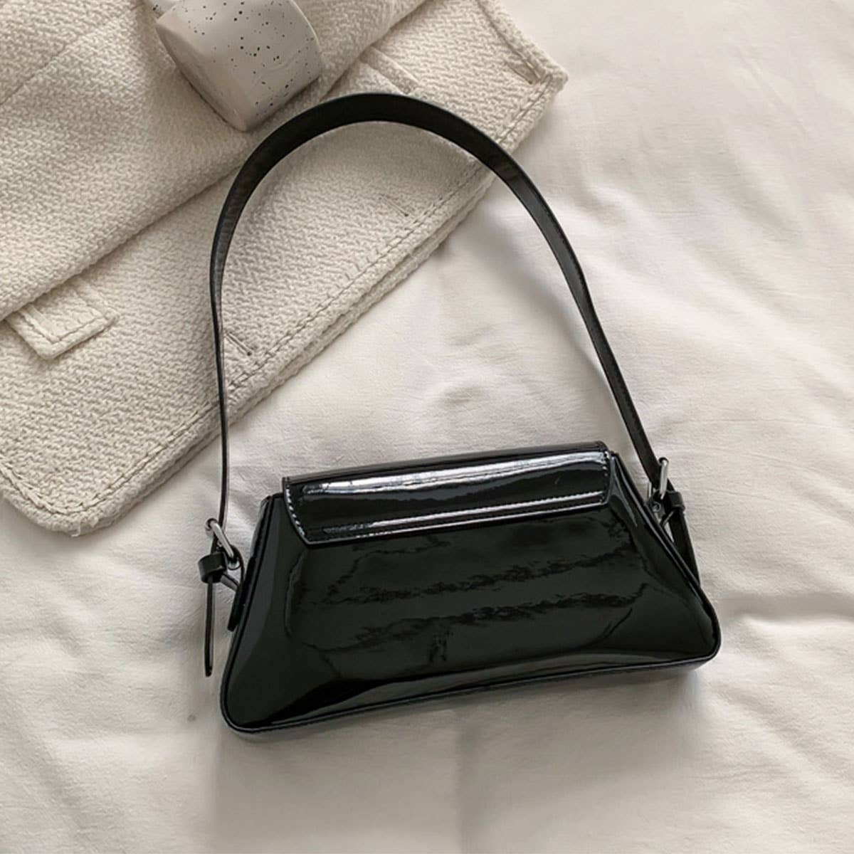 Candy-colored fashionable glossy underarm bag