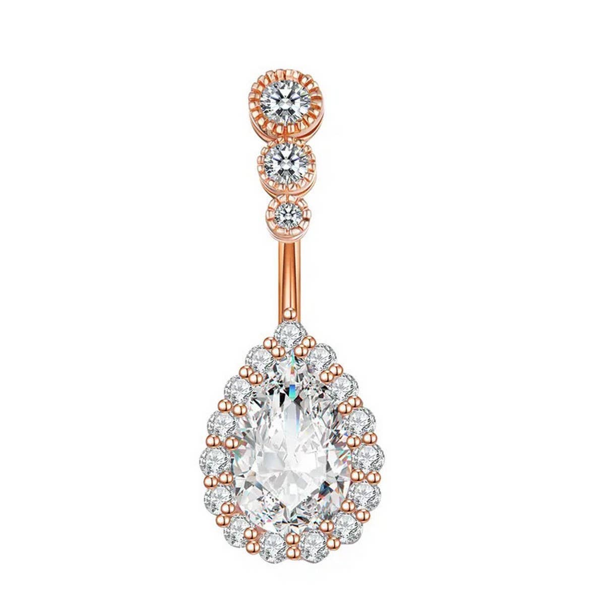 Large Teardrop CZ Belly Ring for Piercing_CWMM9243