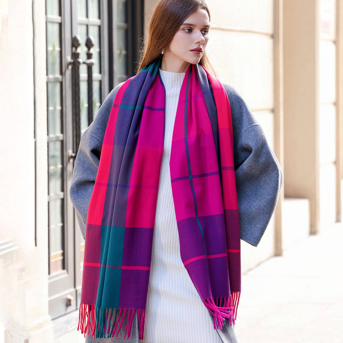 Dopamine color matching cashmere scarf - warm