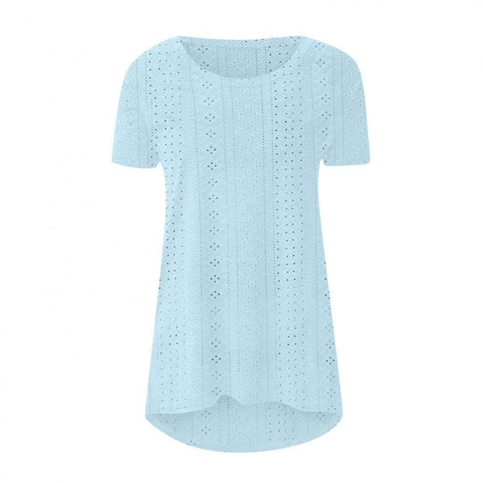 Round neck short sleeve with irregular hem