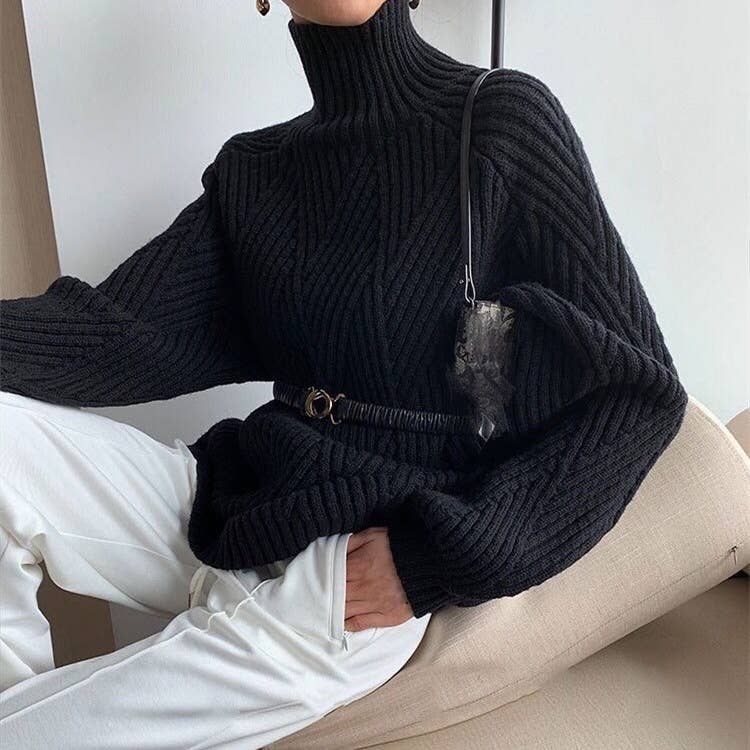 CWOSWL1145_Turtle Neck Long Sleeve Pullover Sweater