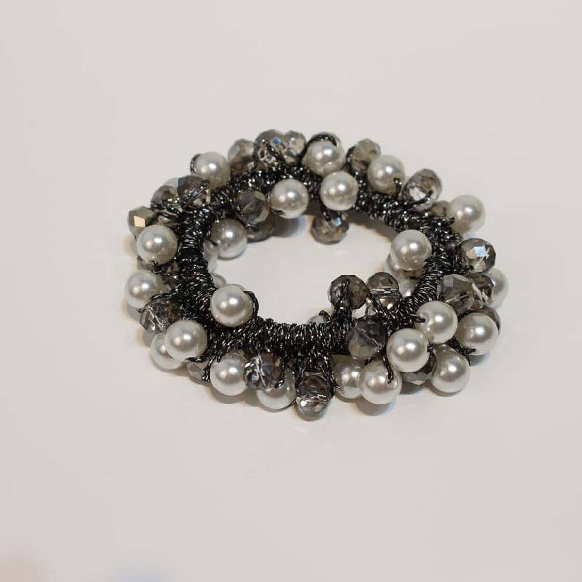 Boho Crystal Pearl Beaded Hair Tie Cute Girl Band_CWAHA6779