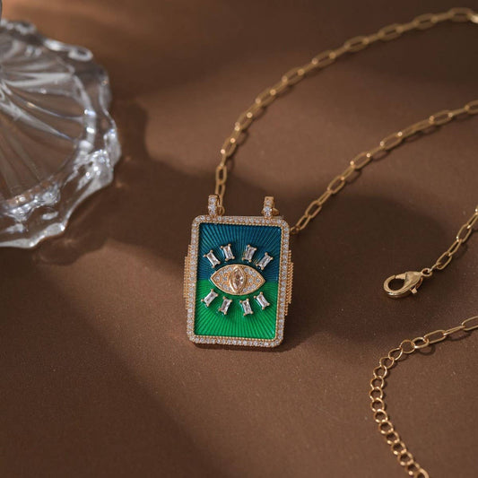 COLORFUL BRAIDED ZIRCONIA PENDANT NECKLACE