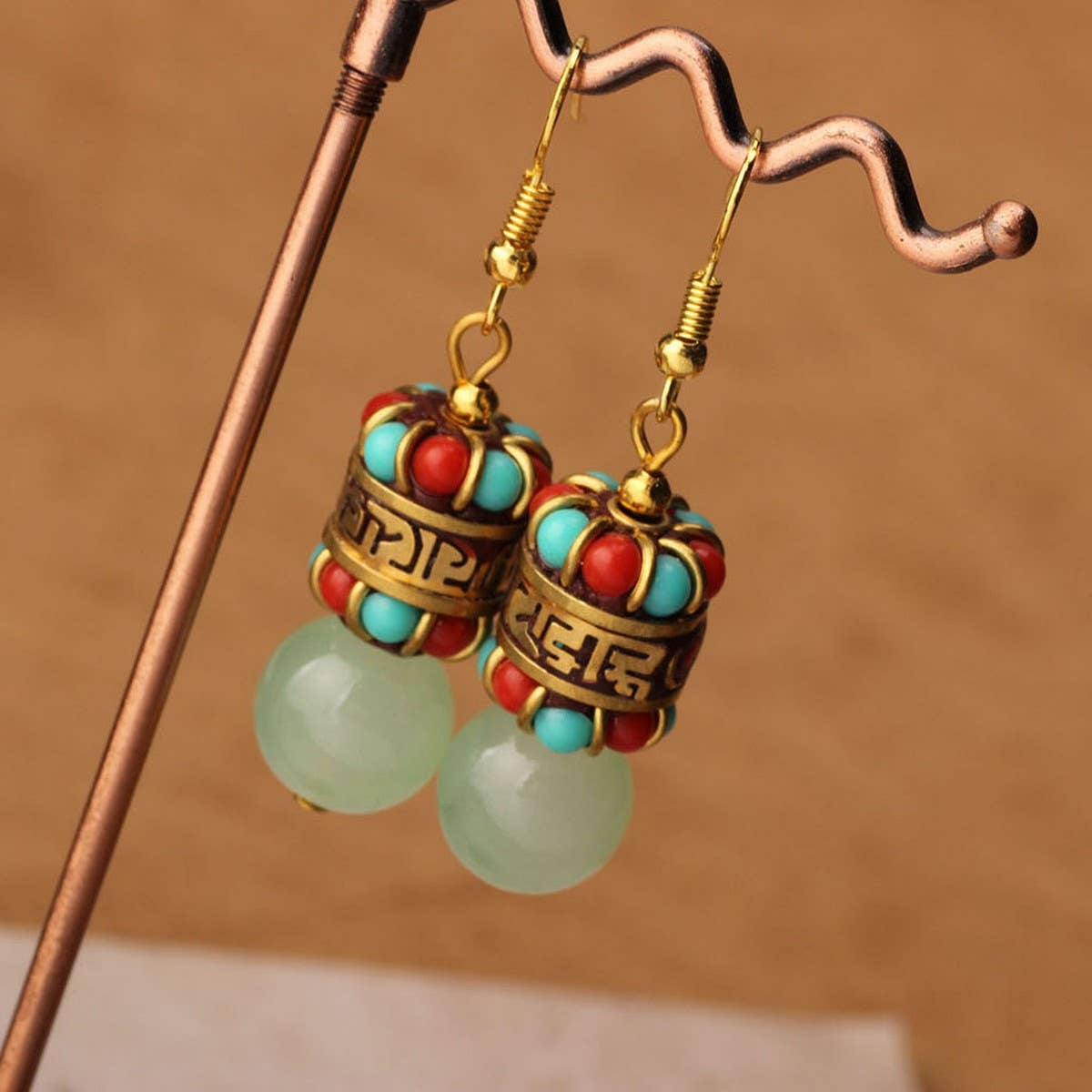 HIGH-GRADE NATURAL STONE WOVEN COLORFUL EARRINGS