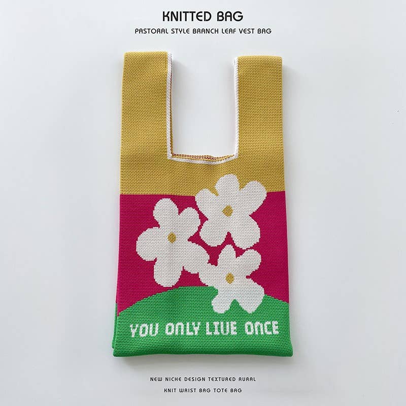 Flower series versatile knitted bag