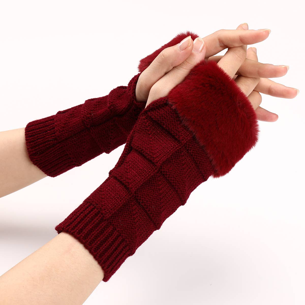 SIMPLE WARM KNITTED HALF-FINGER GLOVES_CWAG0111