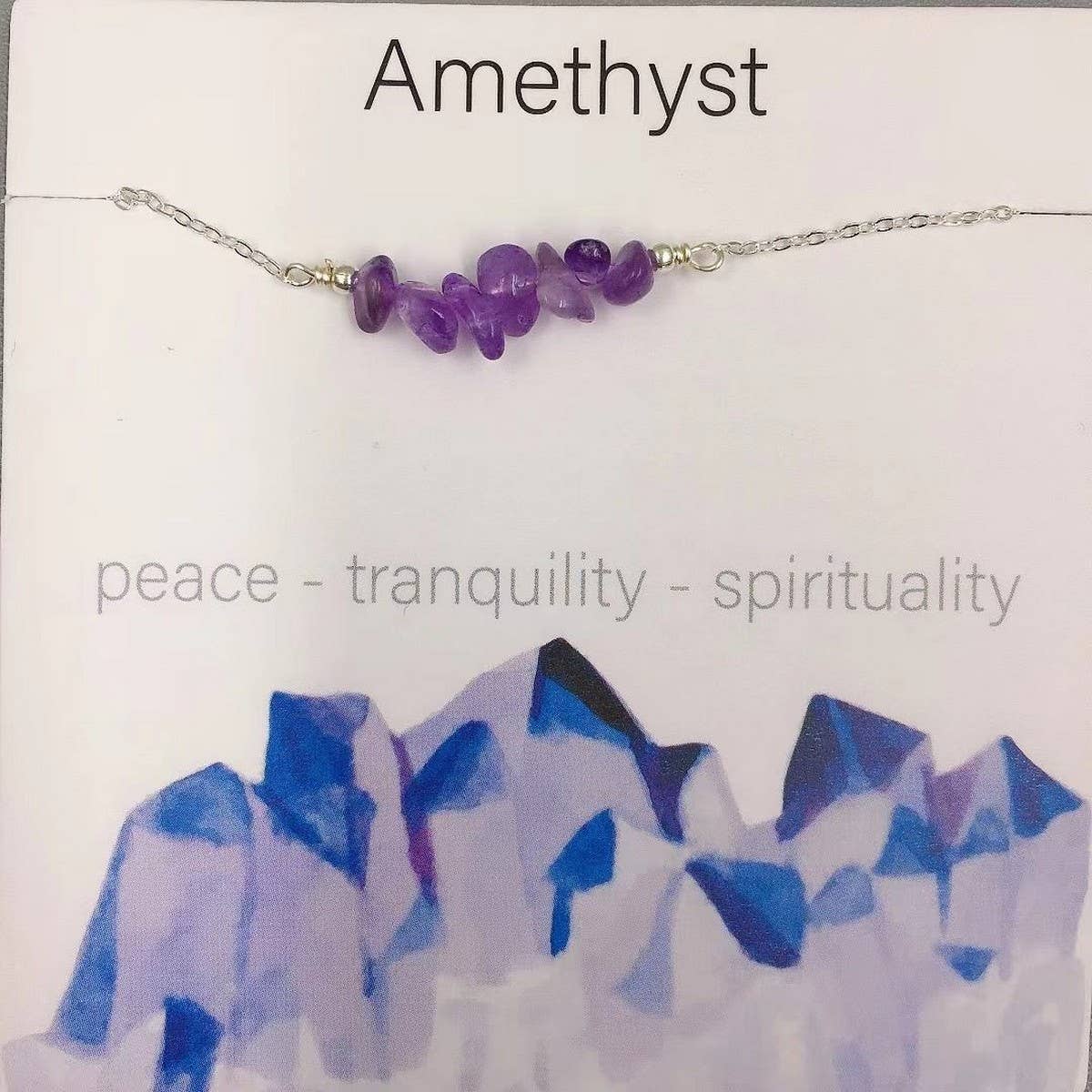 SILVER CHAIN NATURAL STONE NECKLACE WITH CARD