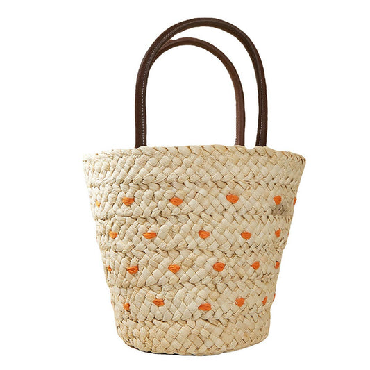 WOMEN CLUTCH RATTAN WOVEN WICKER PURSE BUCKET BAG_CWAB0820