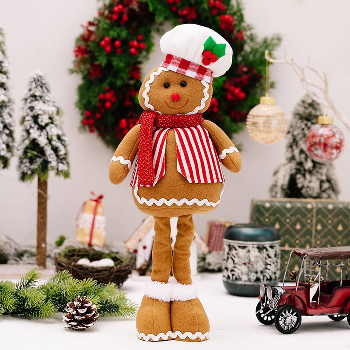 CWMM10318_STRETCH GINGERBREAD DOLL WITH CHEF HAT DECOR