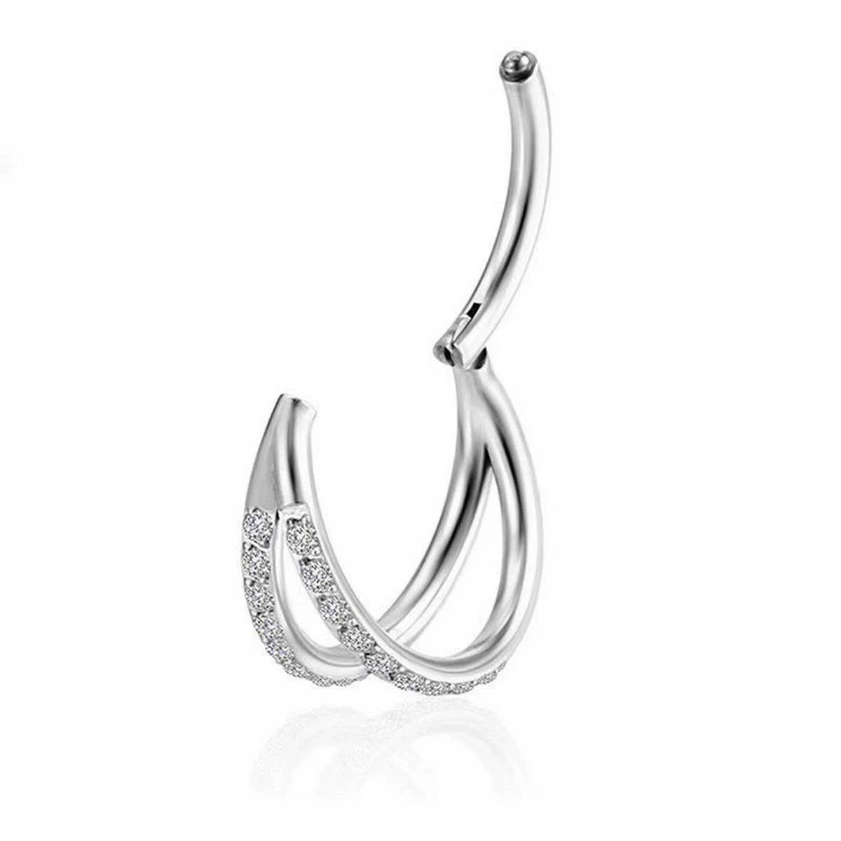 Double Zircon Nose Ring Piercing Jewelry