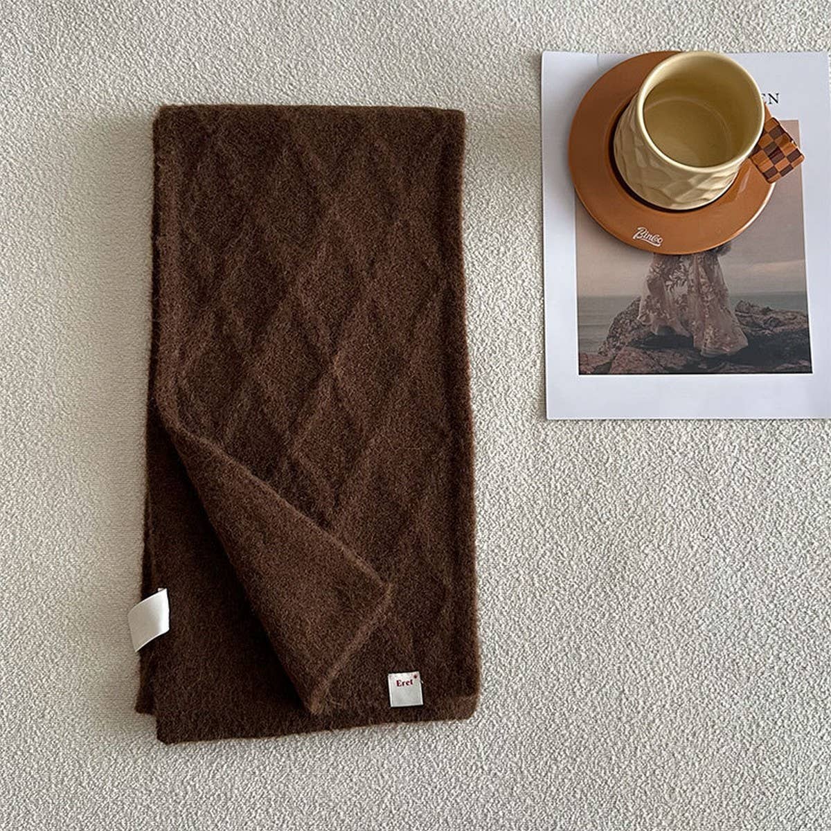 Retro Knit Scarf ??Wool Blend Reversible Wrap_CWASC2355