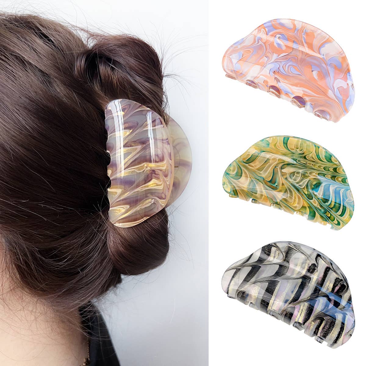 Simple geometric grab acrylic hair clip