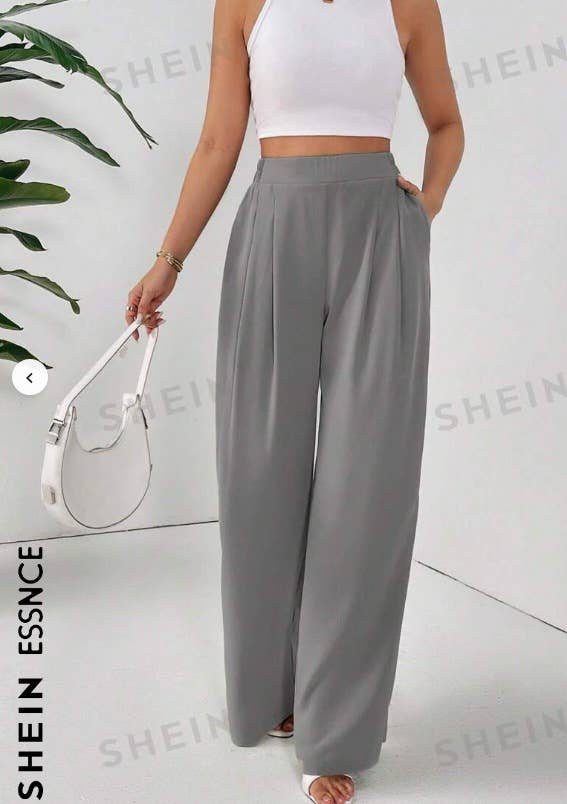 WIDE LEG DROP HIGH WAIST SLIM CASUAL PANTS