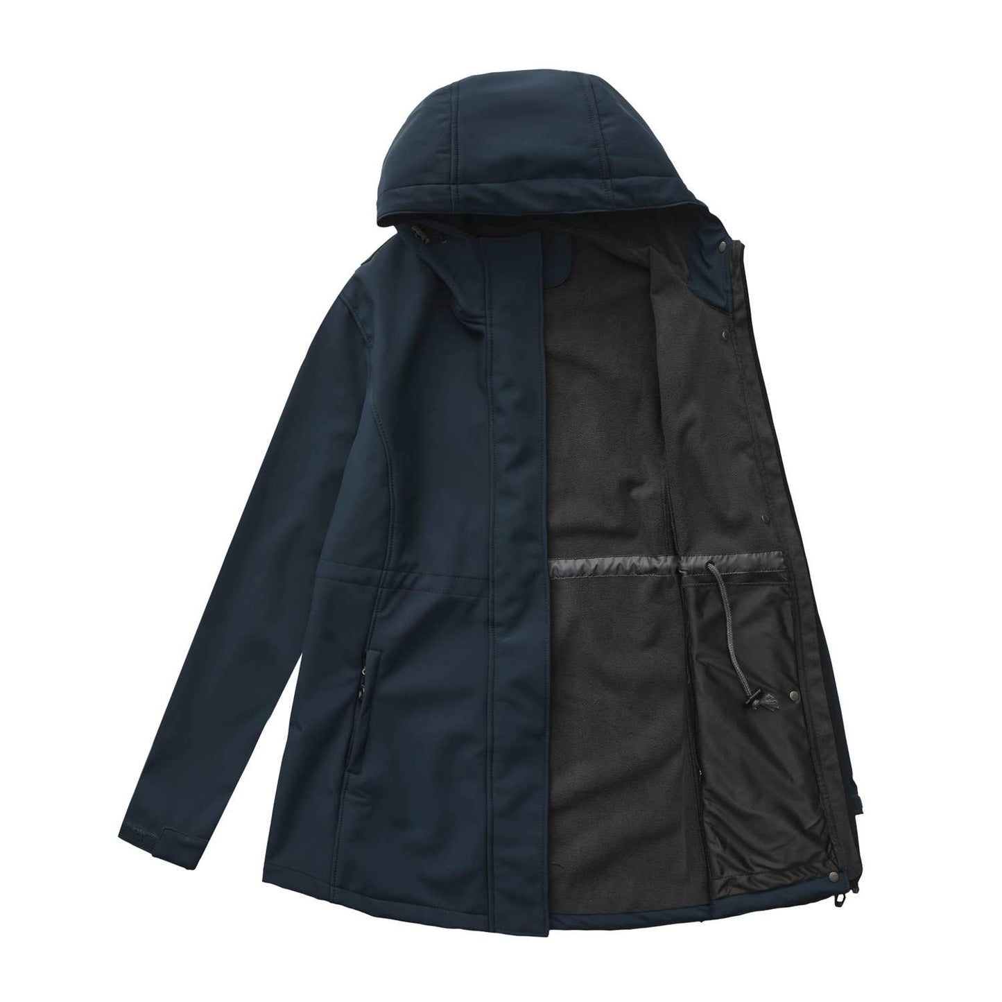 Hooded multi-pocket fleece down jacket