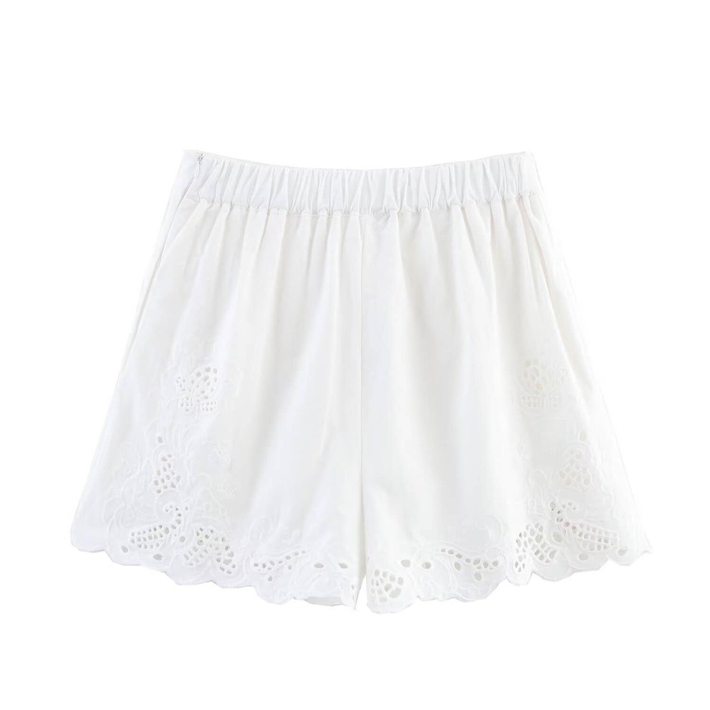 Fashionable and niche embroidered pleated shorts