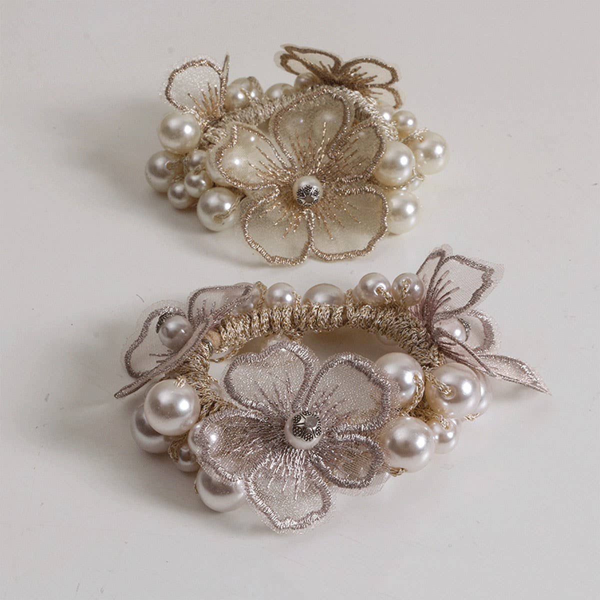 Boho Pearl Flower Hair Tie Elegant Fairy Style_CWAHA6781