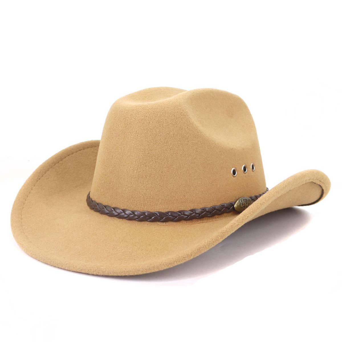 Western Cowboy Wool Felt Hat Wide Brim Jazz Hat_CWAH0677