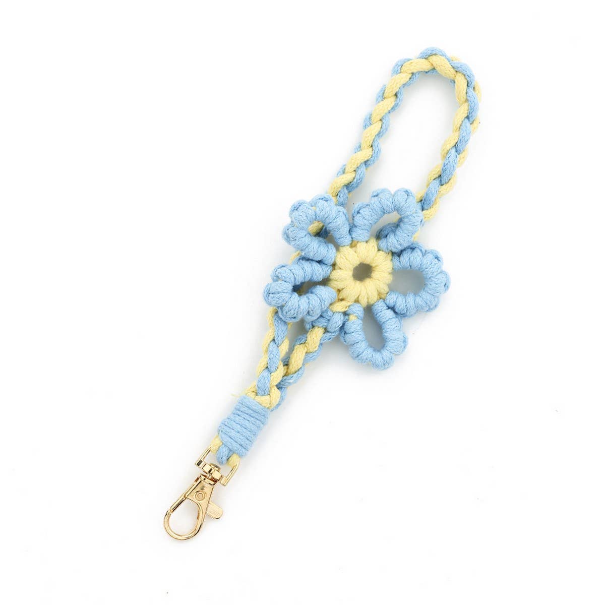 Handmade Colorful Wrist Strap Keychain with Flower_CWAB5024