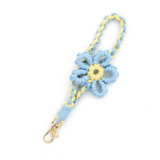 Handmade Colorful Wrist Strap Keychain with Flower_CWAB5024